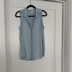 cloth & stone Light Blue Sleeveless Button-Down Shirt